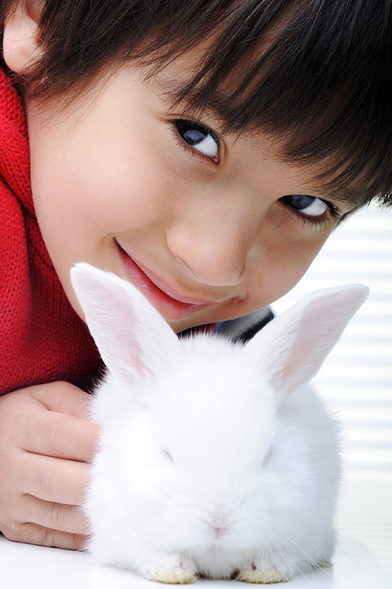 Child and bunny